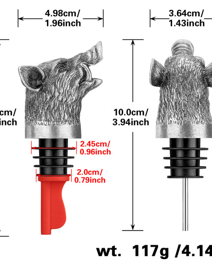 Wild Boar Head Wine Pourer - Vacuum Sealing, Wine Spout, Stopper For Cocktails, Whiskey, Wine Bottles, Perfect Gift For Any Occasion