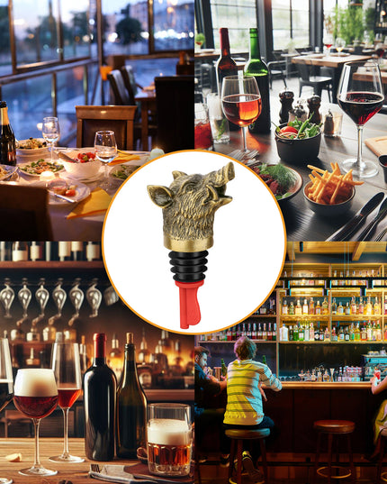 Wild Boar Head Wine Pourer - Vacuum Sealing, Wine Spout, Stopper For Cocktails, Whiskey, Wine Bottles, Perfect Gift For Any Occasion