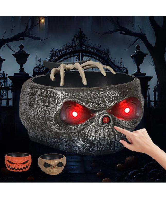 Halloween Candy Bowl Plastic Pumpkin Bowl With Motion Activated Hand, Halloween Serving Dishes Battery Operated Halloween Pumpkins Bowl For Trick-or-Treaters Party