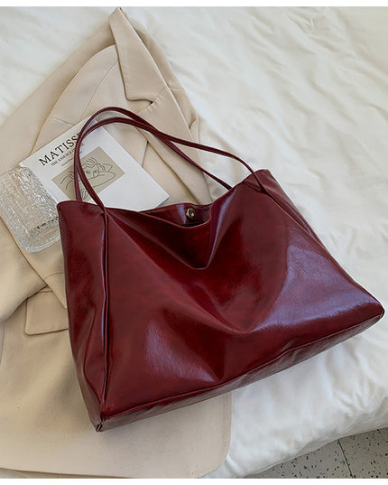 Fashion Handbag New Autumn And Winter Japanese And Korean Large Capacity Soft Leather Shoulder Bag Retro Casual Handbag