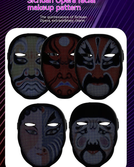 Halloween Face Masks Full Color LED Luminous Mask Face Changing Mask Party Bar Props