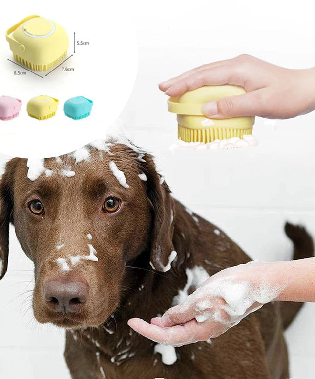 Silicone Dog Bath Massage Gloves Brush Pet Cat Bathroom Cleaning Tool Comb Brush For Dog Can Pour Shampoo Dog Grooming Supplies