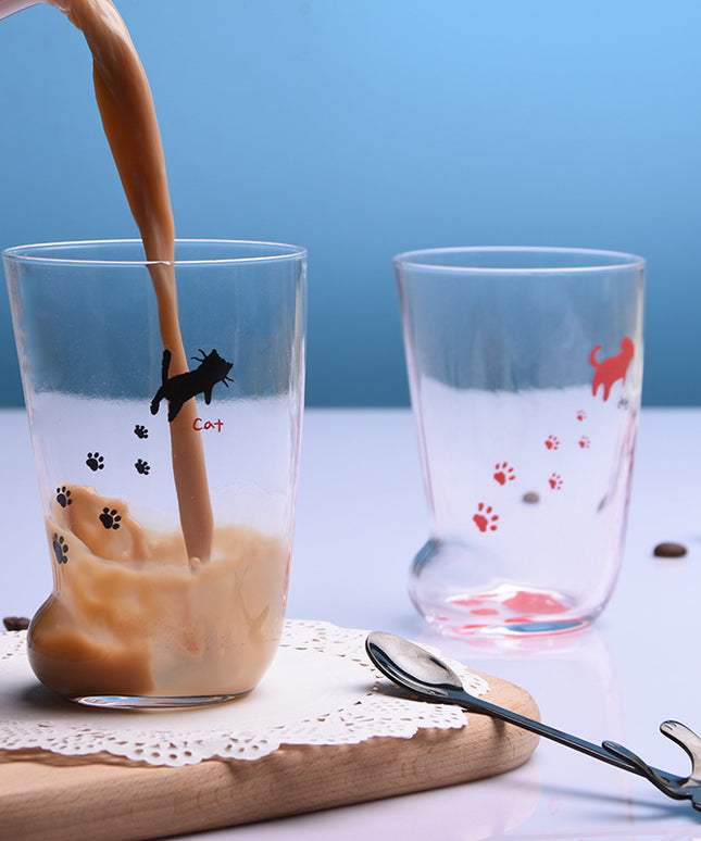 Creative Cute Cat Paws Glass Tiger Paws Mug Office Coffee Mug Tumbler Personality Breakfast Milk Porcelain Cup Gift