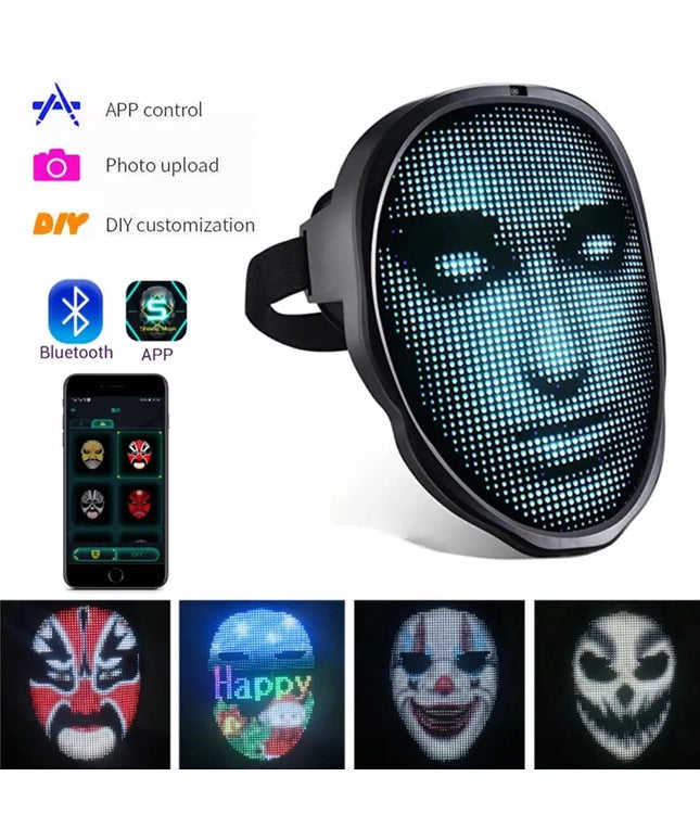 Halloween Face Masks Full Color LED Luminous Mask Face Changing Mask Party Bar Props
