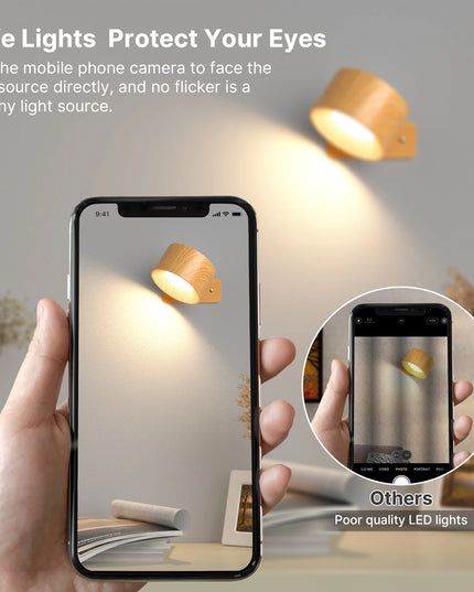1Pc/2Pcs LED Wall Sconces, 3 Brightness Levels 3 Color Modes Wall Lights, Battery Operated 360° Rotatable Touch Control Wall Lam