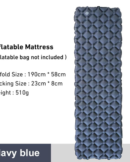 Outdoor Sleeping Pad Camping Inflatable Mattress Ultralight Air Cushion Travel Mat Folding Bed No Headrest for Travel Hiking