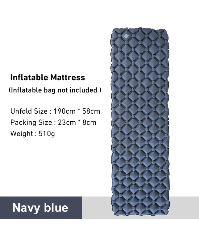 Outdoor Sleeping Pad Camping Inflatable Mattress Ultralight Air Cushion Travel Mat Folding Bed No Headrest for Travel Hiking